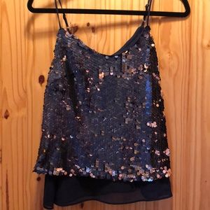 Chelsea & Violet Spangle Top - Small - Blue - $14